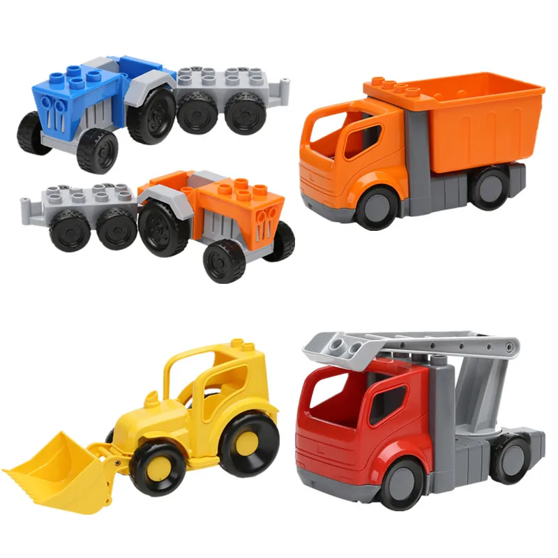 

Ladder Truck Excavator Trailer Creative DIY Children Building Blocks Accessories Brick Enlighten Toys Compatible with Duplo