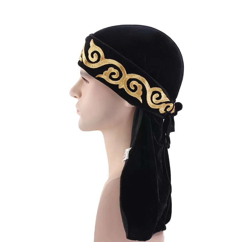 Мужская и Женская Печать Бандана тюрбан шляпы парики бархат Durags doo головной убор
