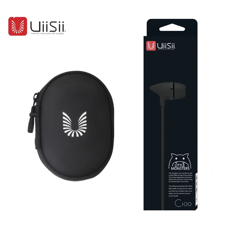 

1Pcs/UiiSii C100 In Ear Wired Headphone Music Earphone+Portable Headset Case fone de ouvido auriculares