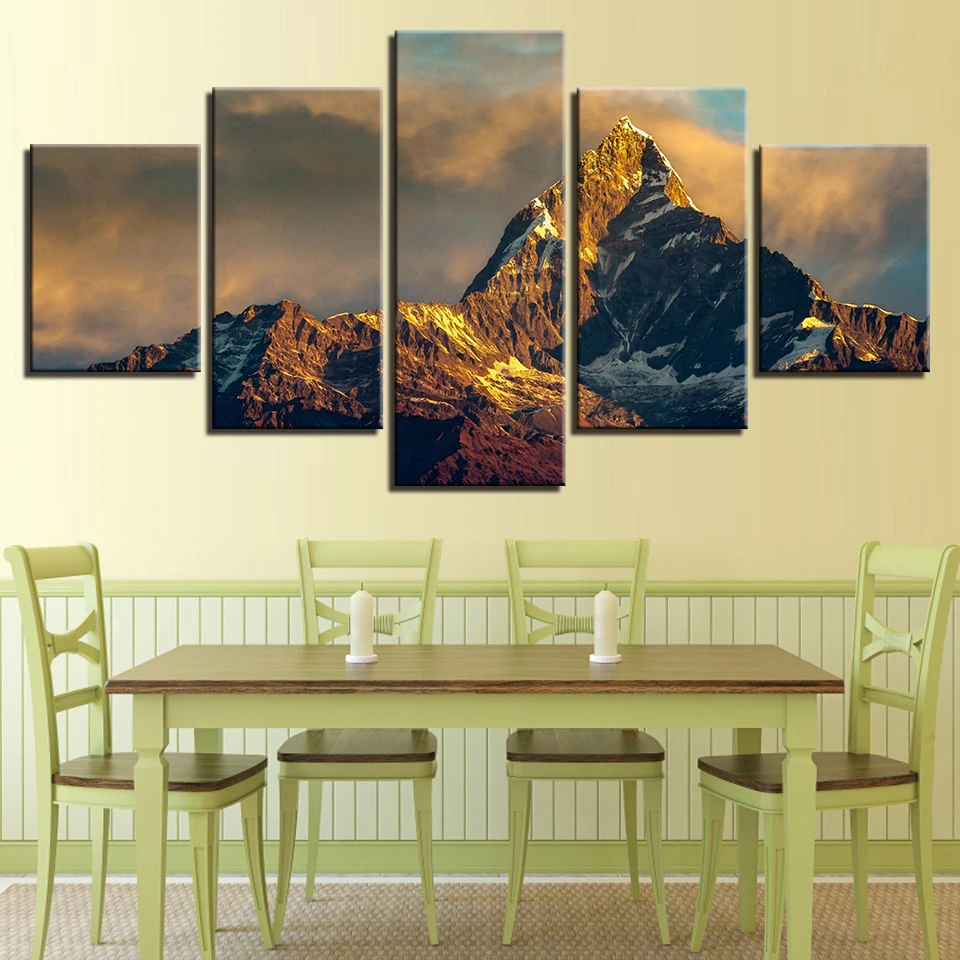 Canvas-HD-Prints-Posters-Living-Room-Wall-Art-Modular-Pictures-5-Pieces-Snow-Mountains-Landscape-Paintings