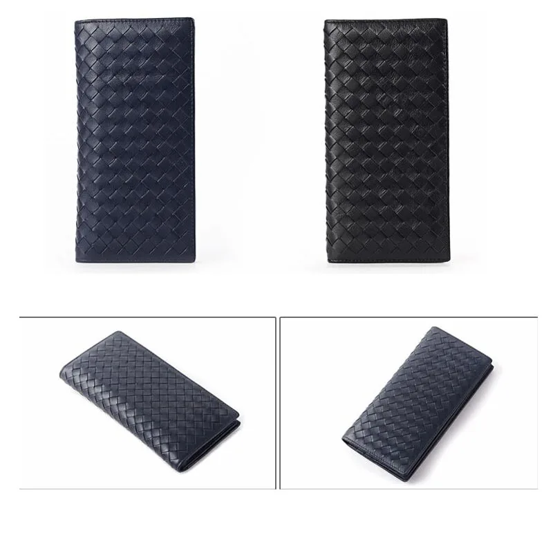 Sheepskin genuine leather high quality long wallet Man cards holder purse Black and Navy Blue Sheepskin genuine leather high quality long wallet Man cards holder purse Black and Navy Blue