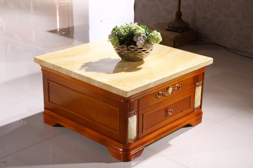 European retro wooden corner side table storage drawer marble top made in China living room furniture European retro wooden corner side table storage drawer marble top made in China living room furniture