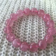 Натуральный стрейч бисер кристаллы браслет мадагаскарская Роза кварц 12,8 мм AAAA