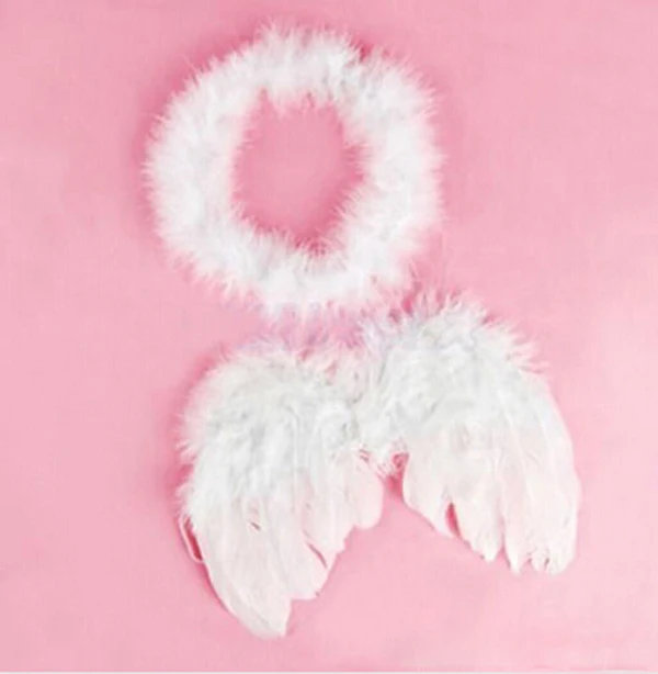 Высокое качество; костюм для фотосессии; подарок; вечерние головные уборы в Корейском стиле для новорожденных; Детская повязка на голову с крыльями ангела и перьями