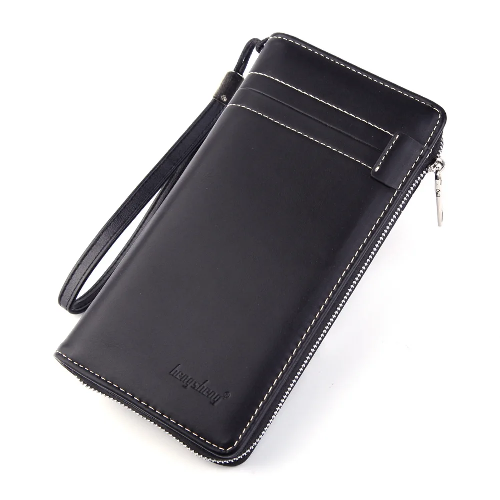 

Hot New Men Pu Leather Wallets Business Wallet Long Zipper Purses Big Capacity 5.5 Inch Phone Wallet Card Holder Clutch Carteras