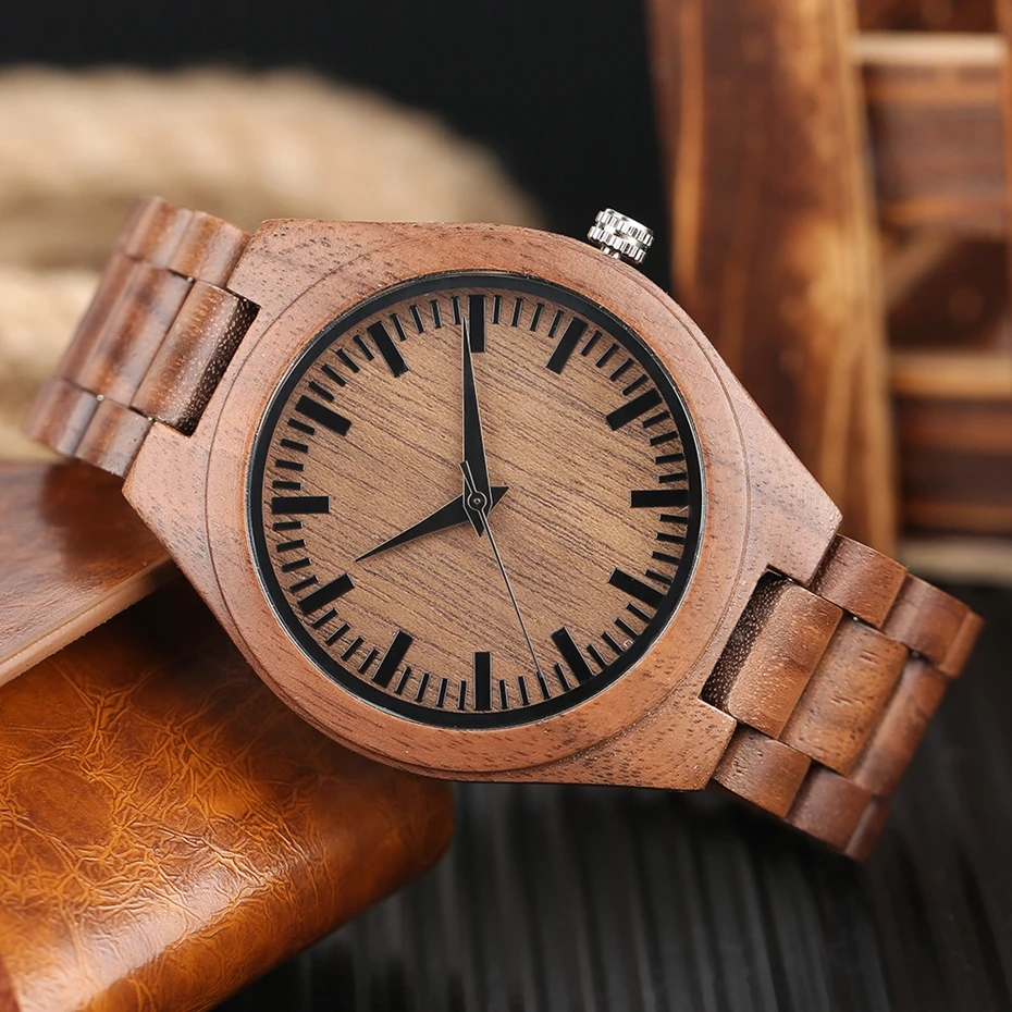 Creative Wooden Watch for Men Unique Design Top Brand Luxury Full Ebony Wood Quartz Bangle BlackCoffee Dial Women Novel Clocks 2017 Christmas Gifts (22)