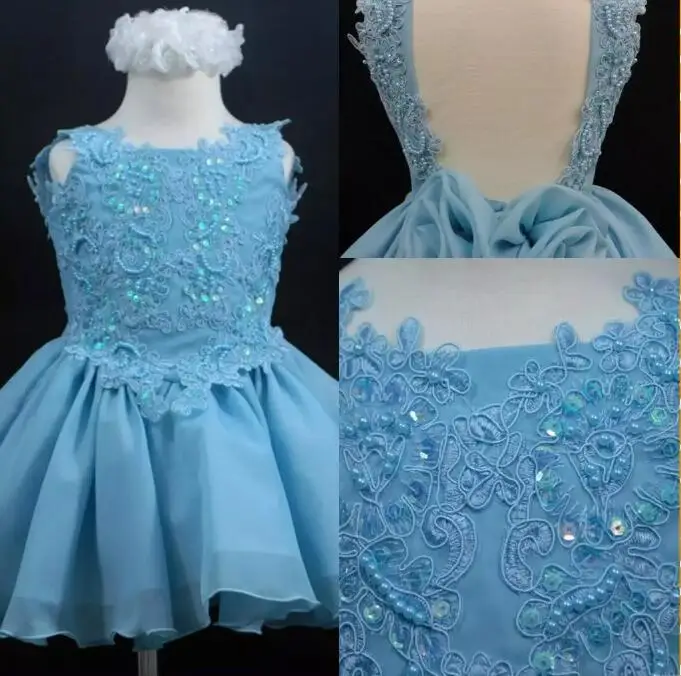 

Real Image A-Line Flower Girls Dress Appliques Lace Pearls Sequins Girls Pageant Dresses Any Size