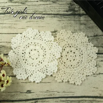 

20pcs/lot Placemat Cup Tea Coaster Pot Mug Holder Kitchen Accessory Handmade Felt Table Cloth Lace Crochet Doily Pad 16-18cm