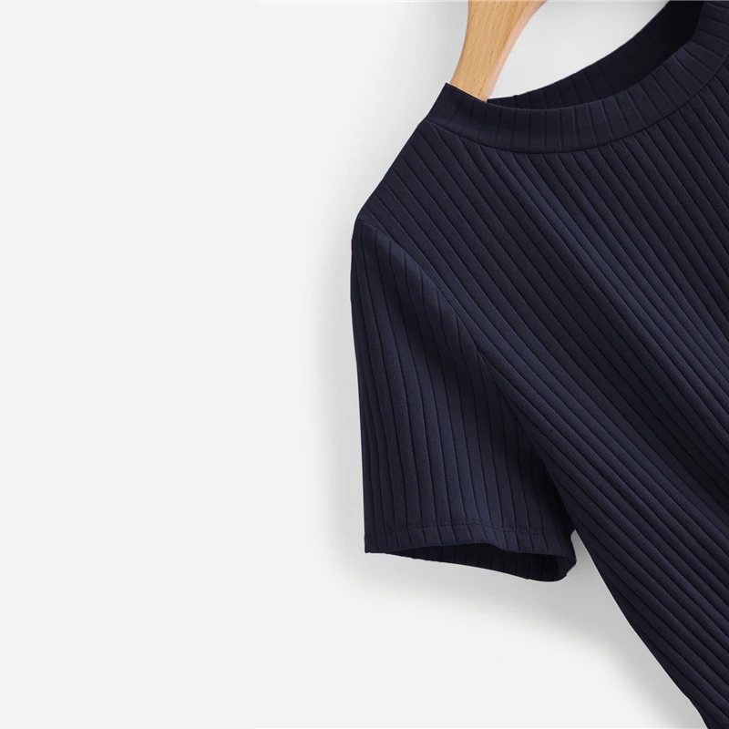 SweatyRocks неоновая цветная футболка с узлом спереди, стильная модная эластичная футболка, летняя повседневная женская желтая футболка и топы