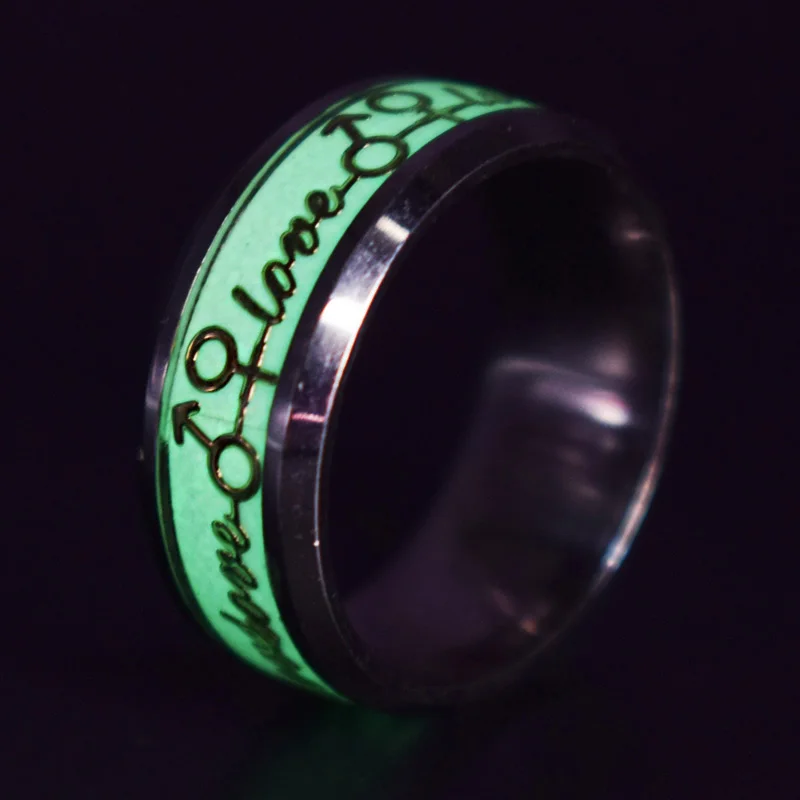 

Luminous Love Letter Rings Stainless Steel Rings for Women Jewelry Punk Dragon Fluorescent Glowing Statement Couple Rings Men
