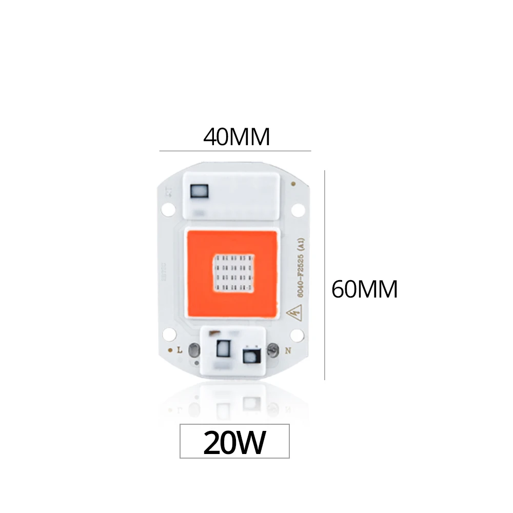 Светодиодный COB Чип-диод 50 Вт 30 Вт 20 Вт AC 220V 230V 110V 127V полный спектр DIY рост светильник красные, синие Фито лампа для выращивания цветочных растений - Испускаемый цвет: 20W