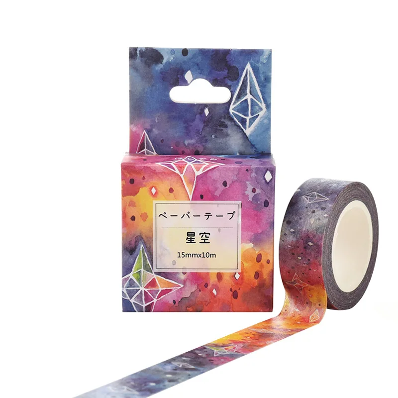 

Starry star washi tape set Rainbow sky masking tapes decoration tape scrapbooking diary sticker Stationery 10m*15mm JD03-7