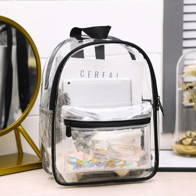 

THINKTHENDO Fashion Heavy Duty Clear Transparent PVC Backpack for For Work School Security Travel and Sports
