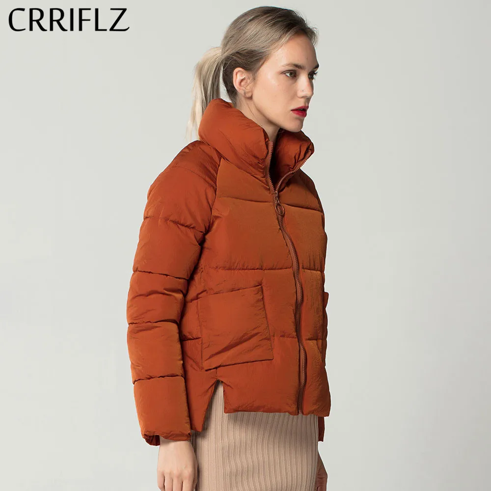 CRRIFLZ новая зимняя коллекция теплый воротник стойка парки Зимняя Базовая куртка