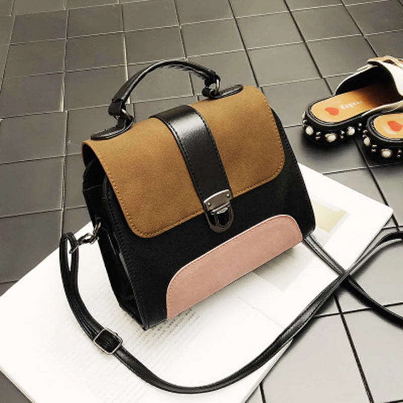 

2019 spring new style new women's square bag retro simple hand shoulder shoulder Messenger bag hit color female bag