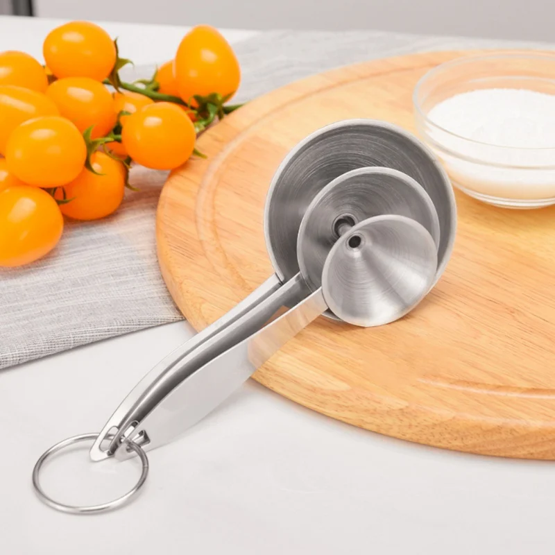 Three-piece mini funnel multi-function stainless steel funnel spice water bottle grape oil vinegar alcohol oil funnel filter