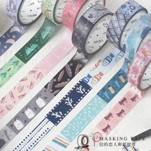 15mm*7m Japanese Masking Washi Tape Kawaii Splicing Pattern DIY Decorative Adhesive Tape Scrapbooking Cute Stationery Supplies 15mm x 7m kawaii creative washi tape scrapbooking diy sticker decorative adhesive tape masking tape office school stationery