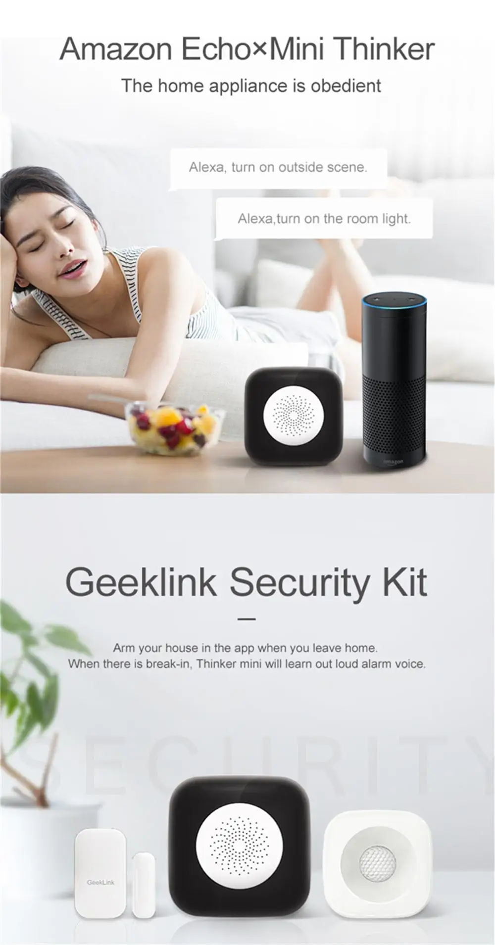 Geeklink HD 1080P IP Cam WiFi веб-камера домашняя камера безопасности 355 широкое приложение для умного дома ИК пульт дистанционного управления работа с Alexa Google Home