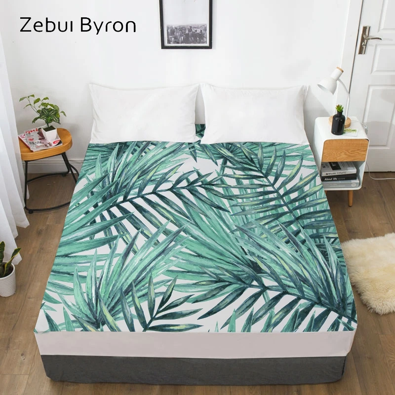 

3D HD Digital Print Custom Bed Sheet With Elastic,Fitted Sheet Twin/Full/Queen/King,Nordic eucalyptus Mattress Cover 150/160x200