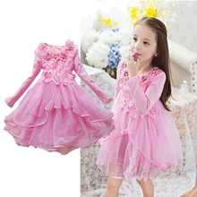 Платья для маленьких девочек осеннее платье с длинными рукавами и цветочным принтом для девочек 2, 4, 6, 8, 10, 12 лет хлопковая кружевная одежда принцессы для детей