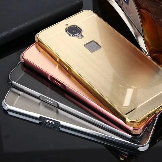 

Luxury Aluminum Metal case For OnePlus 3 3t Hard gold Mirror Hybrid Protector back cover for one plus 3 Three phone shell