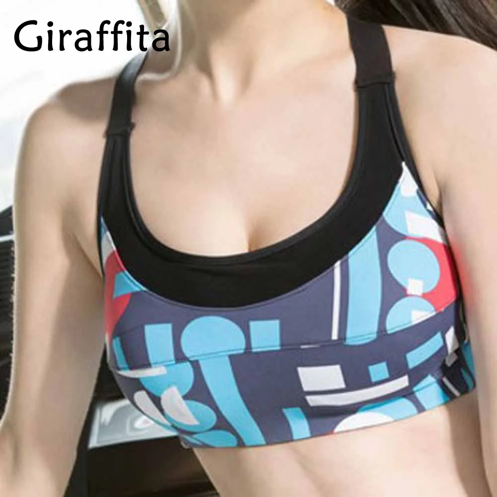 Gym Camouflag Print Professional Fitness Bra Underwear Back Cross Bandage Bra Gym Running Vest