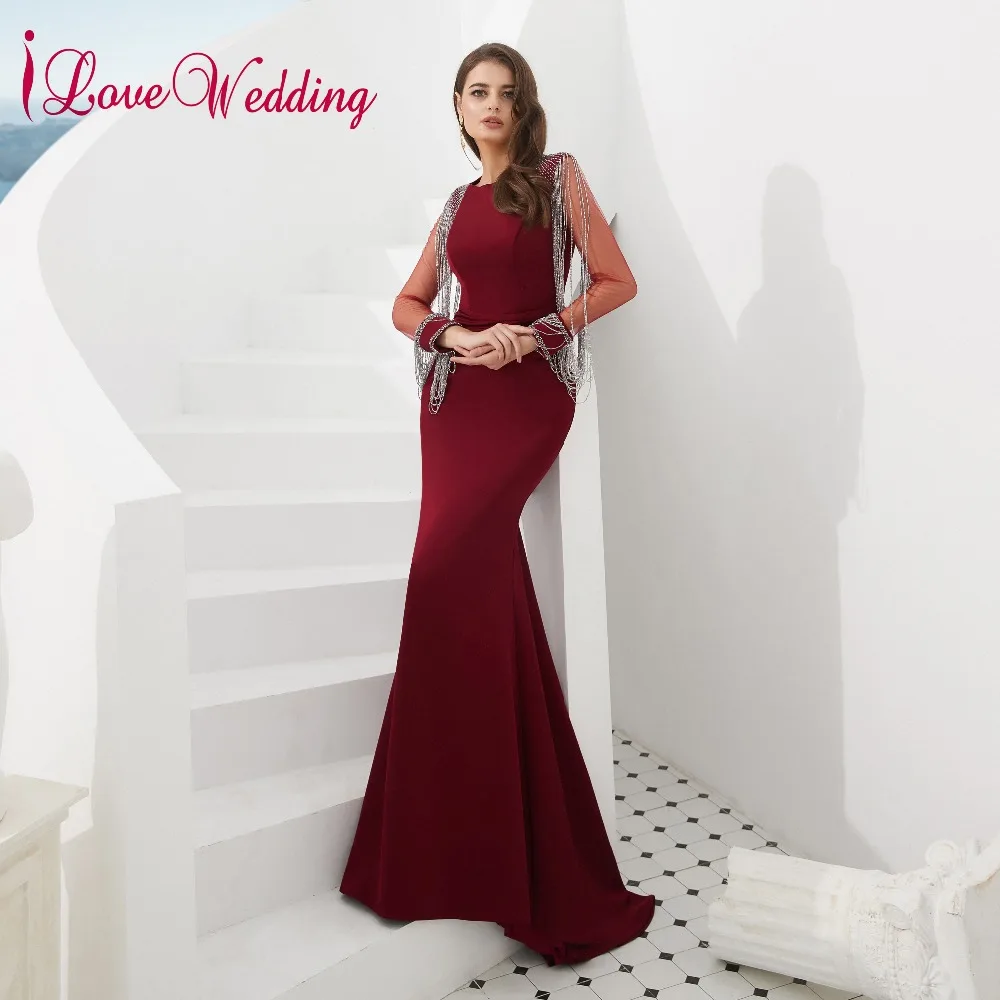 Robe De Soiree вечерние платья с круглым вырезом и кристаллами кисточками длинными