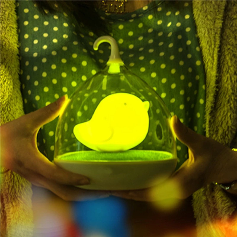 

3D Bird Night Lights LED Portable Touch Control Creative Birdcage Shape USB Rechargeable With Handle Bedroom Lamp Fast Delivery