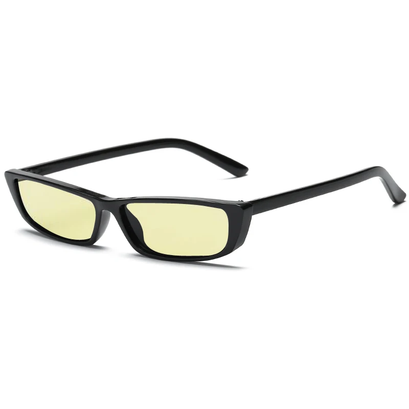 Винтажные прямоугольные солнцезащитные очки, женские брендовые дизайнерские солнцезащитные очки в небольшой оправе, ретро черные очки - Цвет линз: Byellow