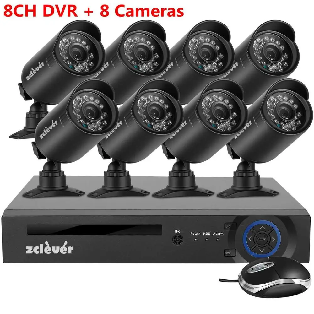 Zclever 8CH CCTV Системы 1200TVL охранных системах видеонаблюдения комплект 720P AHD DVR с 4/8 шт. Крытый Камера Ночное видение - Цвет: 8CH DVR and 8Cameras