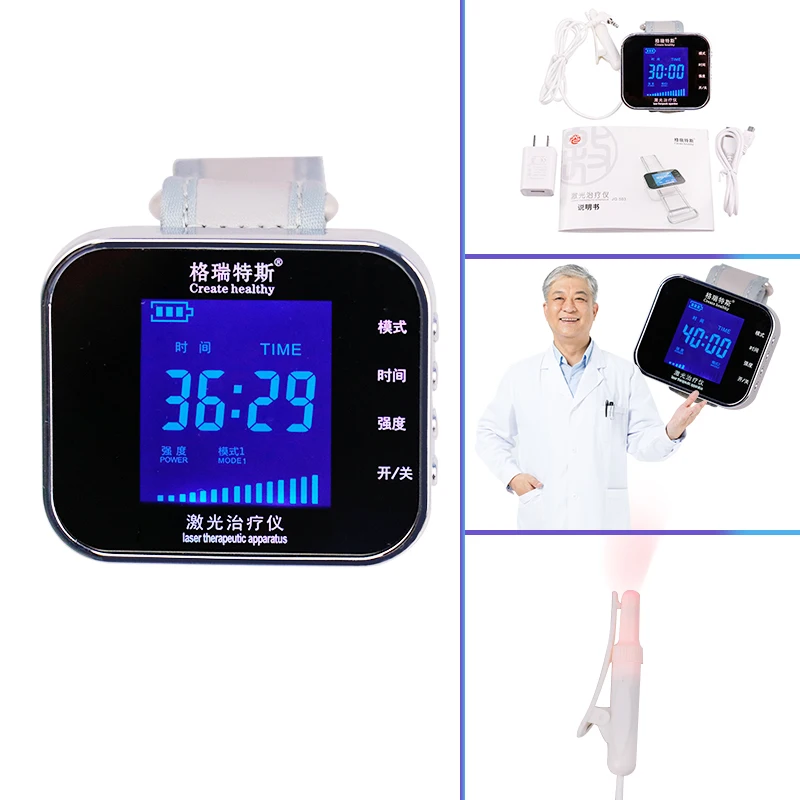 650нм портативные часы для лазерной терапии, физиотерапия, лечение гипертонии на запястье, усилитель сопротивления вязкости крови, холестерин