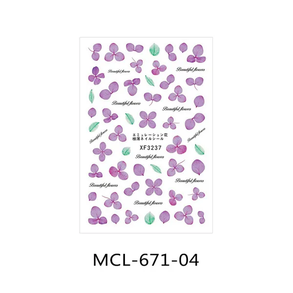50 шт./партия японский 3D стикер для ногтей цветочный узор Летние маленькие свежие наклейки для ногтей DIY модные обертывания советы маникюрный Декор Инструменты - Цвет: MCL-671-04