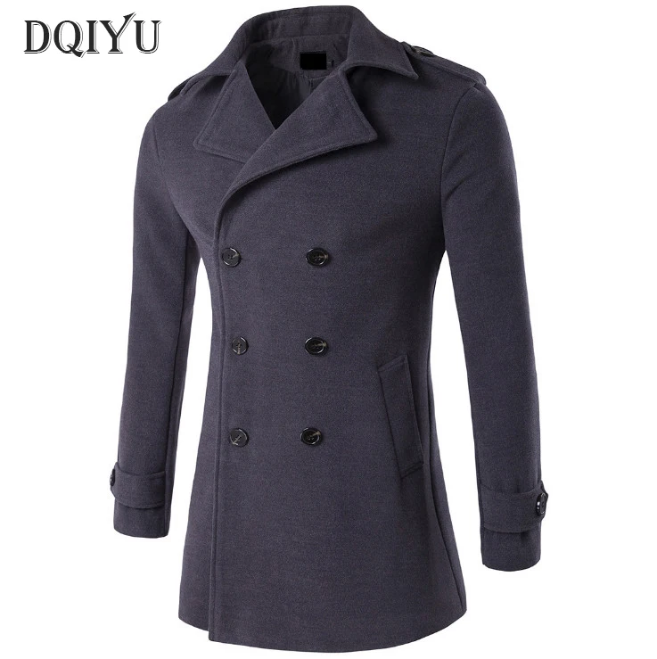 DQIYU новое шерстяное пальто мужское двубортное шерстяное пальто осень зима приталенное длинное бушлат мужские ветрозащитные куртки 4XL