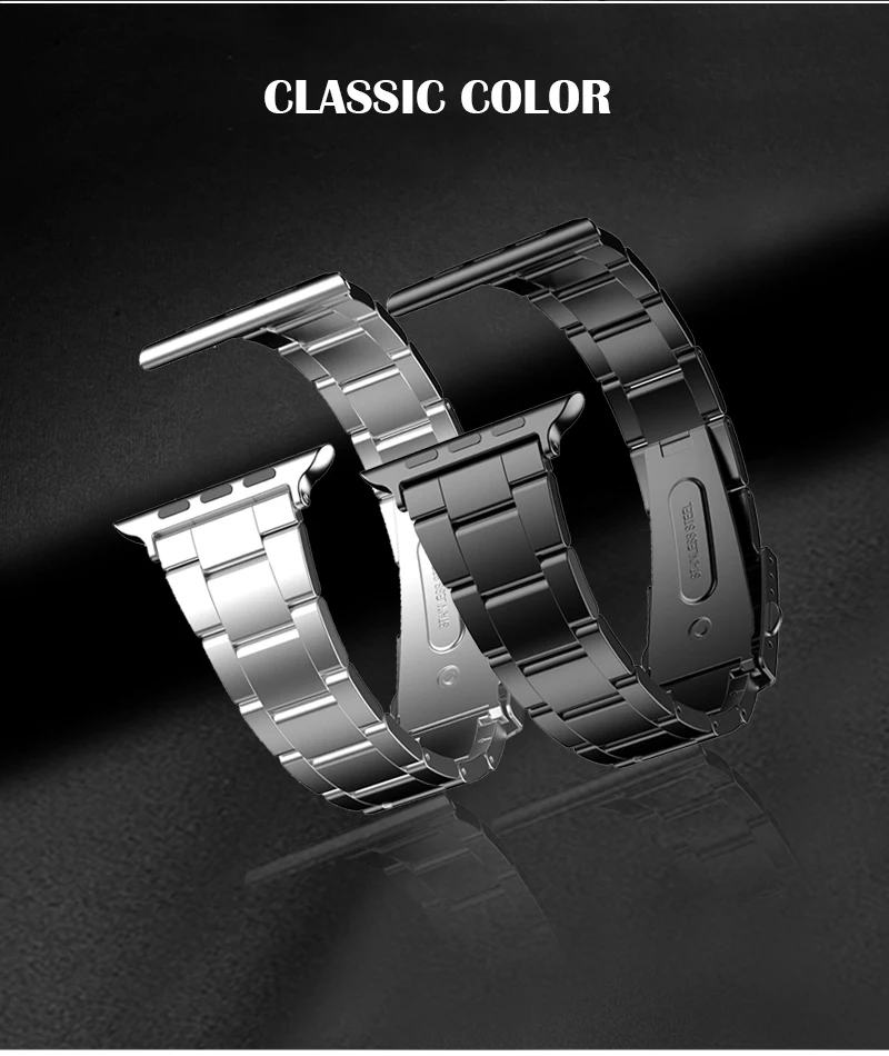 Три бусины дизайн нержавеющая сталь звено браслет металлический ремешок для часов с инструментом для Apple watch 4 3 2 1 Замена ремешки для часов