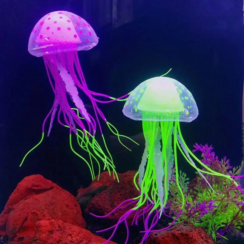 Аквариумные флуоресцентные Медузы для аквариума, украшения для аквариума, подлинные Имитационные трубы, украшение для золотой рыбки