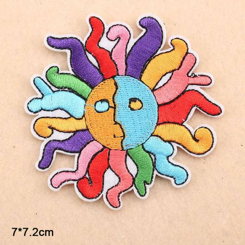 colorful sun Красочные Солнце гриб Единорог железа на вышитые одежды патчи для одежды наклейки одежда аксессуары - Цвет: colorful sun