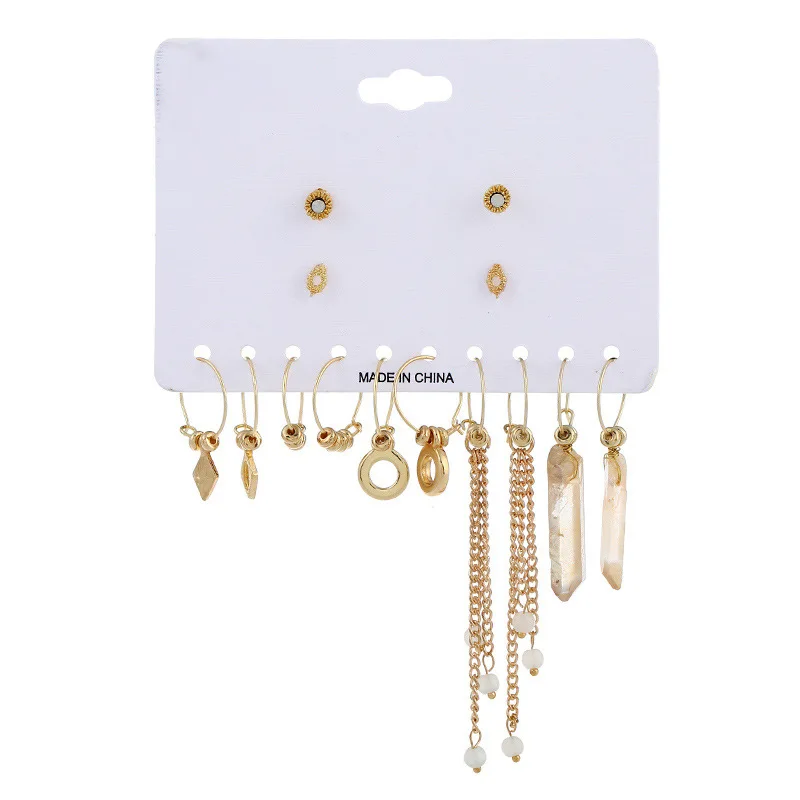 7 пар женские серьги цепочки золотого цвета с камнями|earrings gold circle|earrings circleearring circles