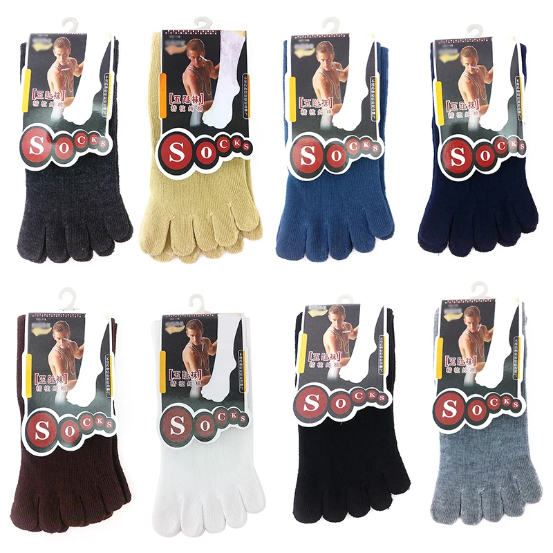 

1 Pair Men Five Finger Toe Socks Cotton Polyester Running Winter Soft Comfortable Ankle High Casual Socks Gifts For Men