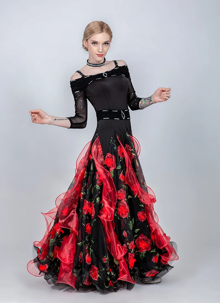 Бальное платье для танцев женские Вальс платье бахрома испанская Платье Фламенко одежда, костюмы для танцев женские принт Свободное длинное платье