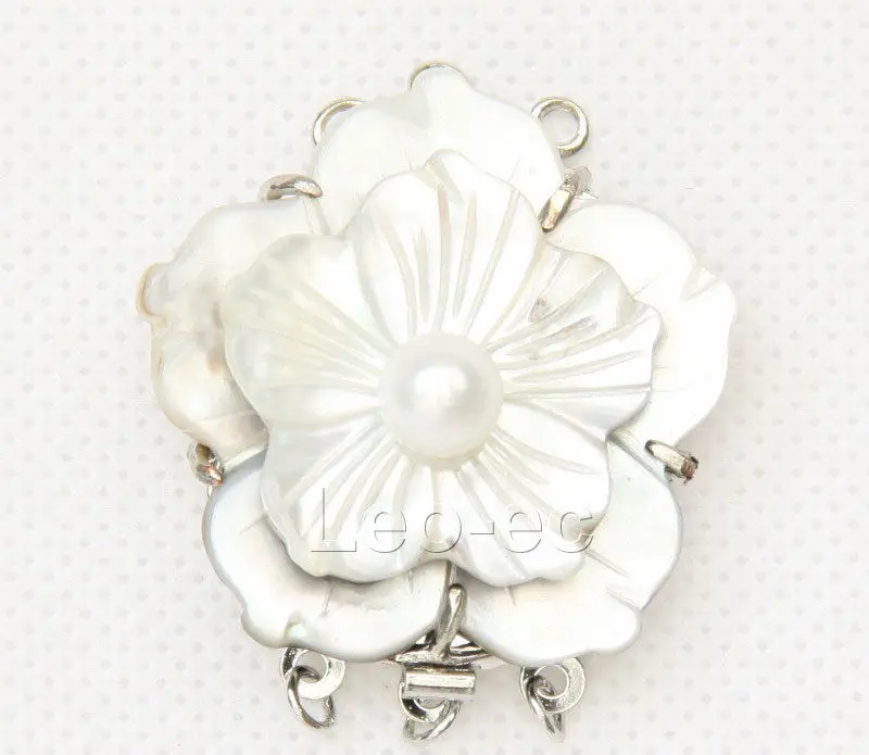

35mm 3 row silver gray seashell white pearl Clasp