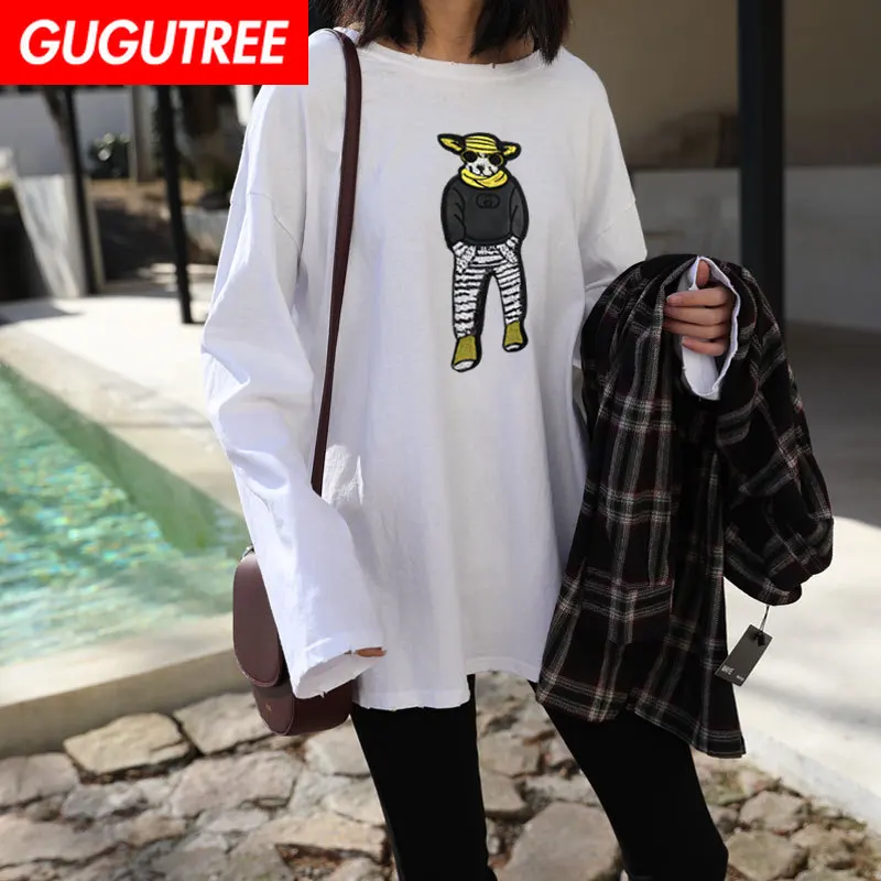 

GUGUTREE embroidery Sequins big dogs patches animal patches badges applique patches for clothing XC-122