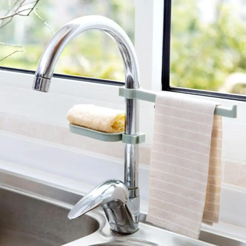

Hot Sink Hanging Storage Rack Storage Holder Sponge Bathroom Kitchen Faucet Clip Dish Cloth Clip Shelf Drain Dry Towel Organizer