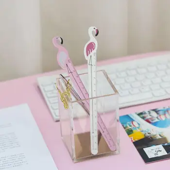 

1 Pcs Cute Metal Straight Ruler Flamingos Cartoon Lovely Colored Measuring Ruler Largest Scale 15 cm Drawing Rulers Stationery