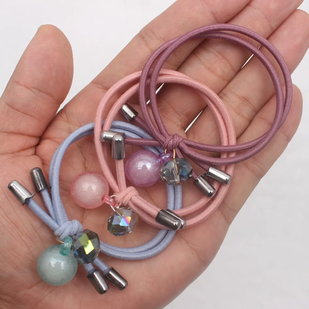 

2018 new Accessories Polygon geometry Glass beads women Elastic Hair Bands Hair accessories for girls rubber bands 1pcs NR0021