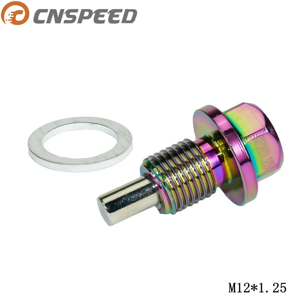 CNSPEED M12 * P1.25MM Neo Chrome Магнитная дренажная масляная пробка сливная для масла гайка