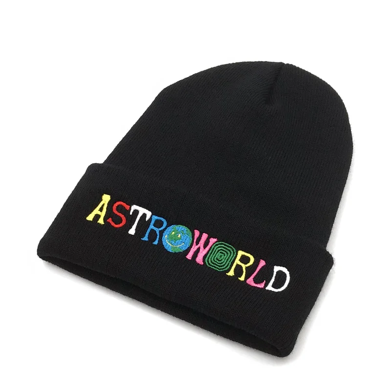 Новинка Travi$ Scott вязаная холодная шапка ASTROWORLD шапочка с вышивкой Astroworld Лыжная теплая зимняя унисекс Трэвиса Скотта Skullies Bean