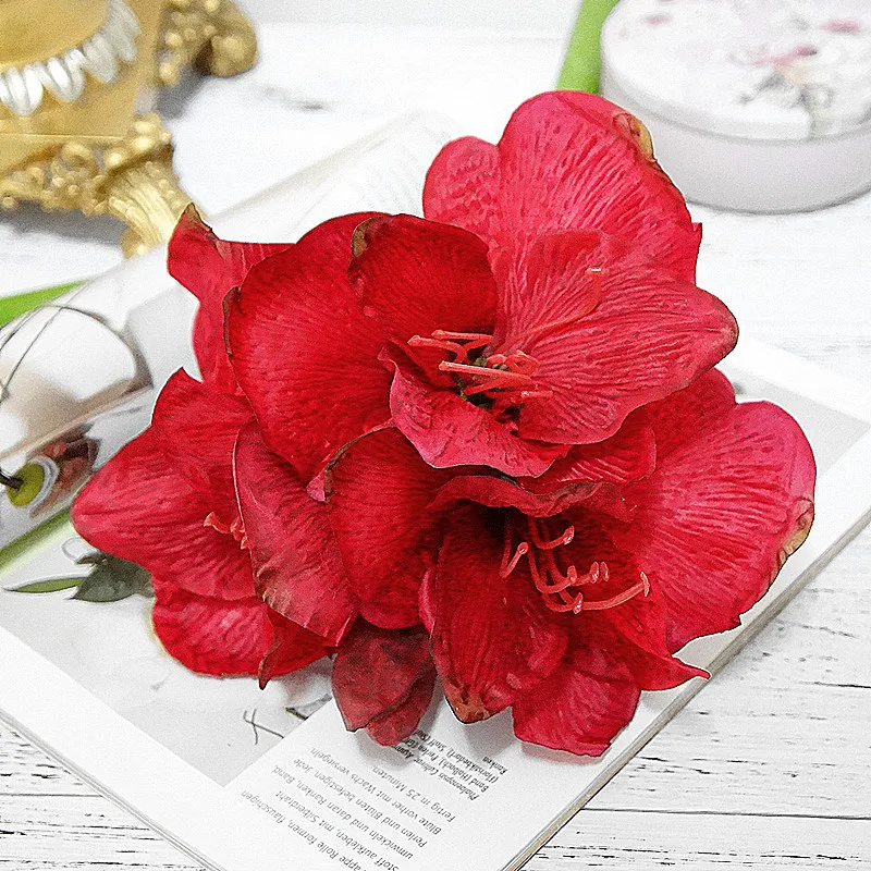 Искусственный амариллис цветок ветка fleurs искусственное украшение свадебного стола Искусственные цветы из шелка Гиппеаструм Флорес