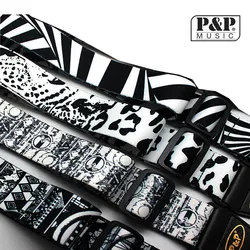 Adjustable Guitar Strap Print Super Thick Super Soft Black and White Pattern for All Guitar Adjustable Guitar Strap Print Super Thick Super Soft Black and White Pattern for All Guitar