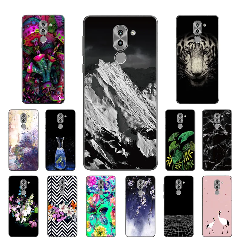Case for Huawei Honor 6X Botanic Printing Back Cover GR5 2017 Cases Coque Mate 9 Lite Bags |