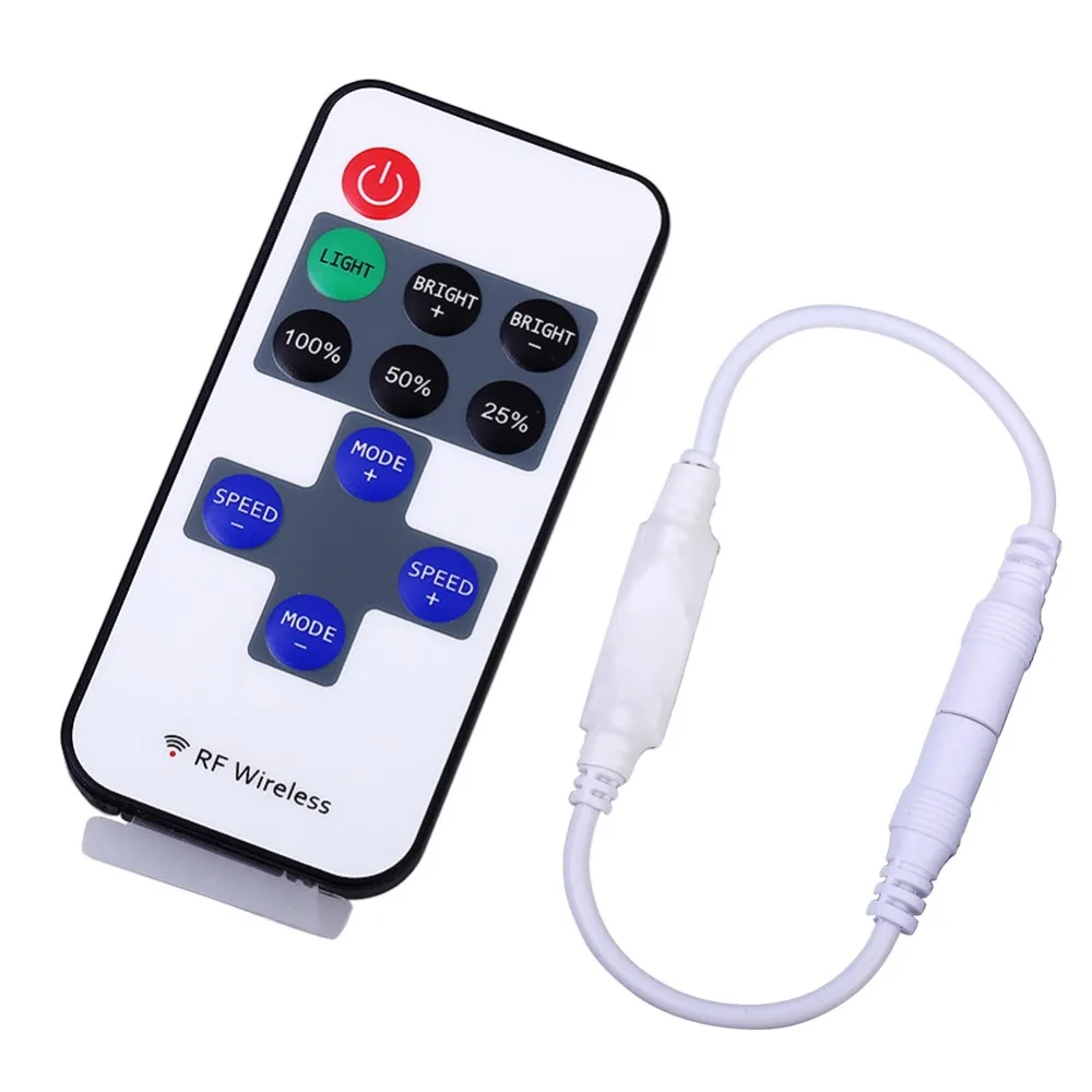 

RF Wireless Remote Mini Dimmer to DC Adapter For Single Color 3528 5050 5630 SMD LED Strip Light
